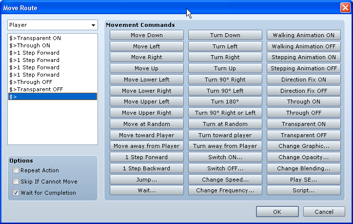 Add the relevant movement commands using transparency.